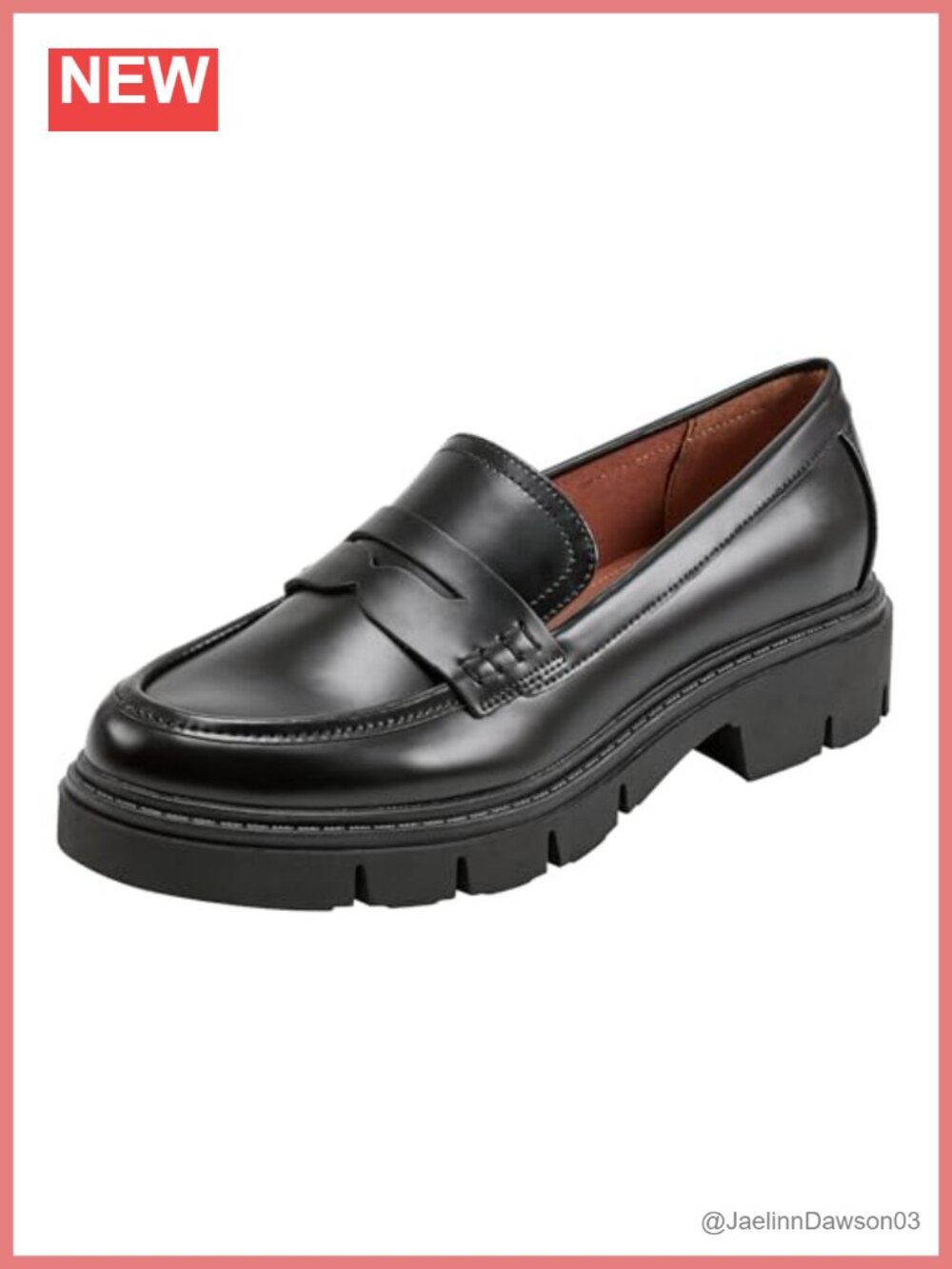 Faux Leather Penny Loafers Lug Sole Slip On Almond Toe Casual